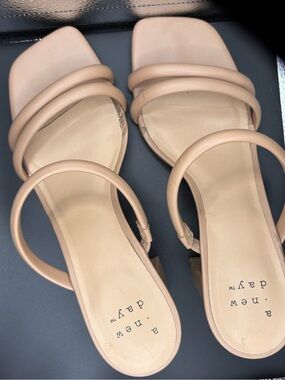 a new day Nude Strappy Square-Toe Slide Sandals